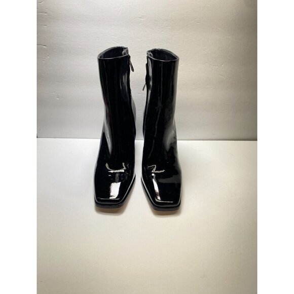 Paige Womens black patent leather square toe boot sz 9 - Picture 2 of 5